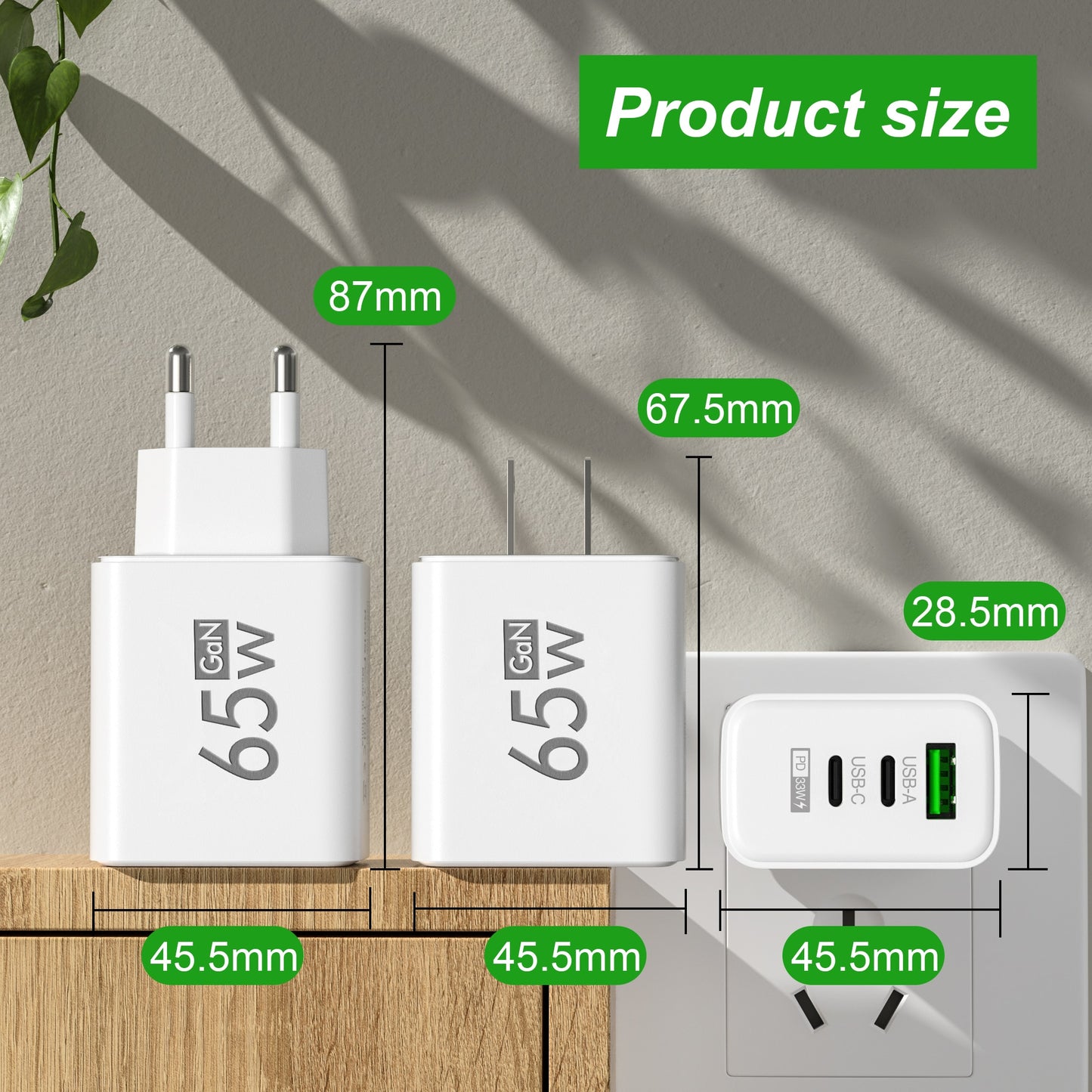 Fast Charging Charger 3Ports Type C Mobile Phone Charger PD Power